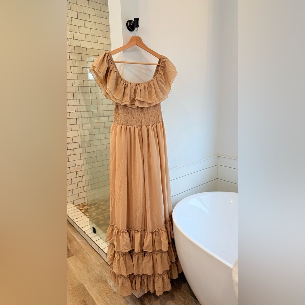 Ruffled Off-Shoulder Maxi Dress